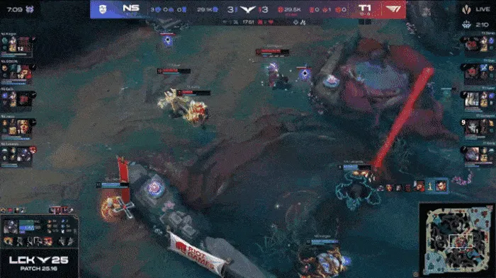 星空体育中国-LCK：Keria波比闪现回身钉墙AD，T1和NS河道团打成3换3